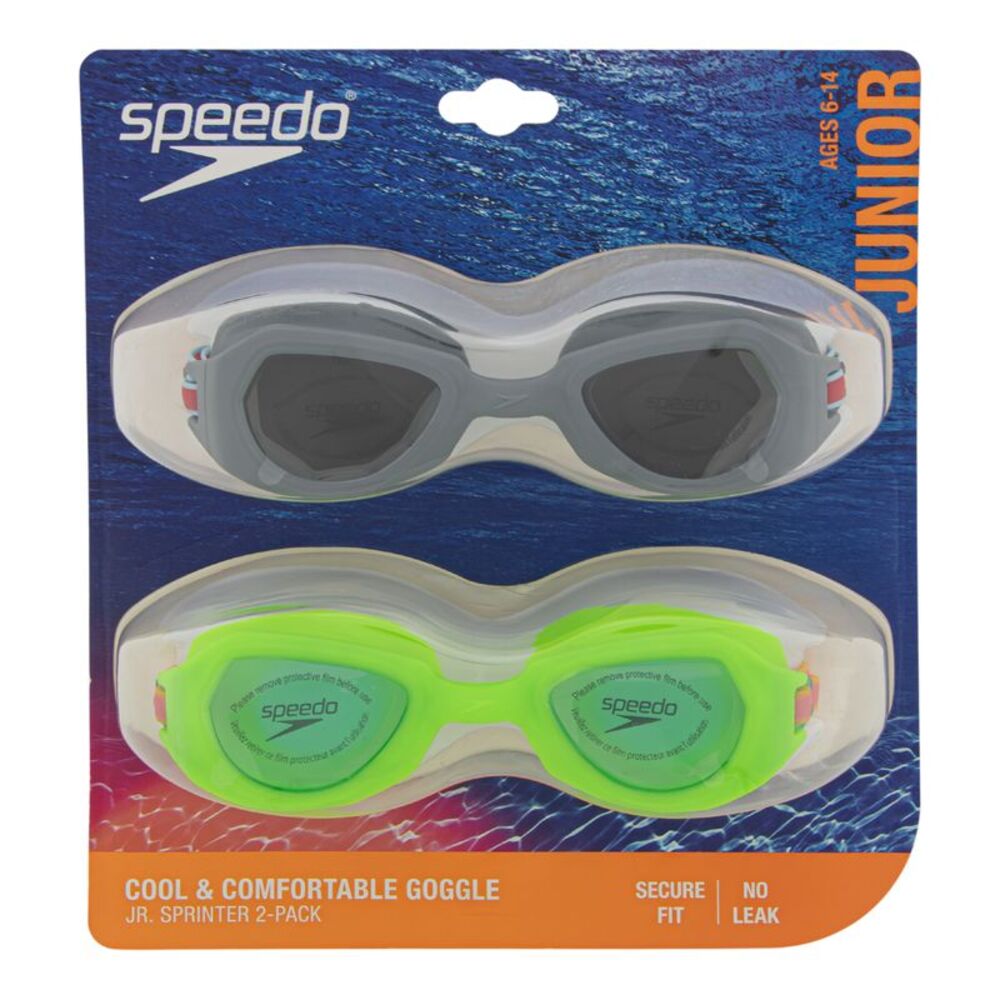 Speedo Junior Sprinter Cool & Comfortable Swim Goggle 2-Pack for Ages 6-14